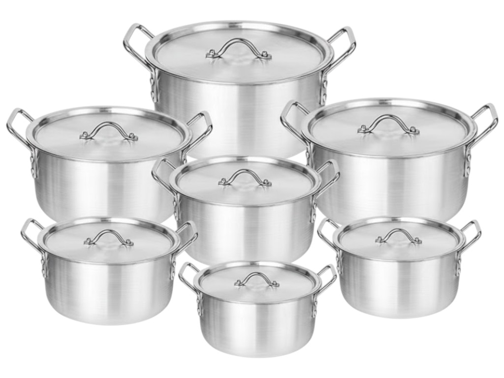 Набор кастрюль Aluminum Cooking Pot, с крышками, алюминий, 14-26см (цена за набор 14 предметов)