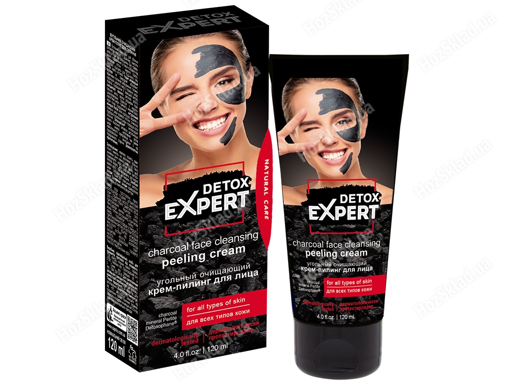 Крем-пілінг для обличчя очищувальний Detox Expert Вугільний для всіх типів шкіри 120мл