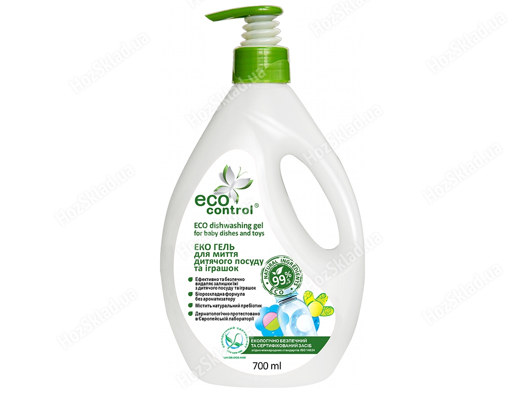 Эко гель для мытья детской посуды и игрушек Eco Control без запаха 700мл