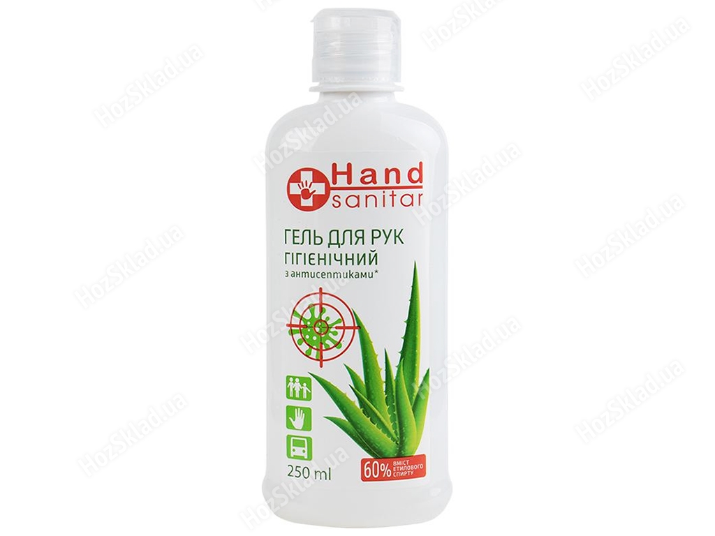 Гель для гігієни рук Hand Sanitar з антисептиками, 60% спирту 250мл