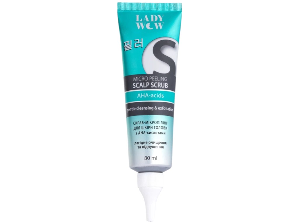 Скраб-мікропілінг для шкіри голови Lady Wow, з AHA-кислотами, догляд за шкірою голови, 80мл