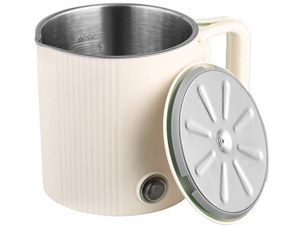 Чайник электрический дорожный + кастрюля 2в1, 600Вт, пластик, нержавеющая сталь, 800мл, цвет бежевый