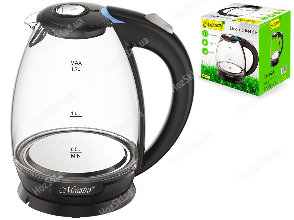 Чайник электрический Maestro (диск. нагреватель, внутр. подсветка, защита от перегрева), 2200Вт 1,7л
