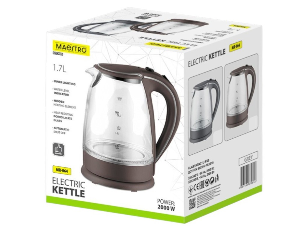 Электрический чайник Maestro коричневый, 1,7л