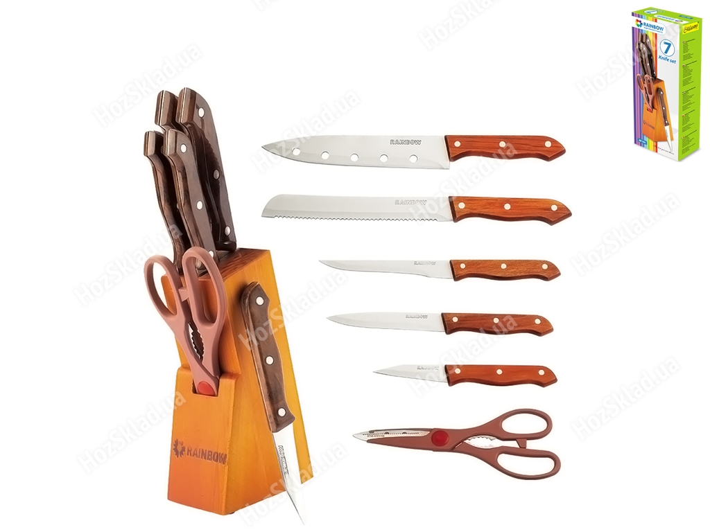 Набор ножей кухонных Maestro Rainbow цветные ручки, лезвие нерж. сталь (цена за набор 7предметов)