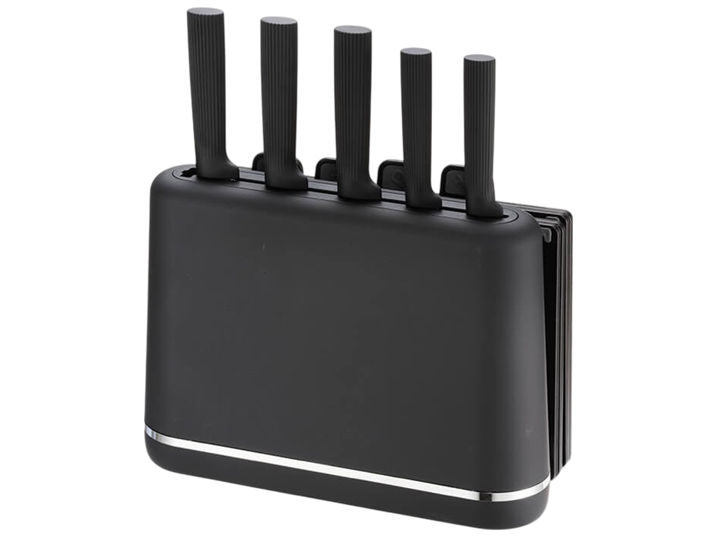 Набор кухонный на подставке Maestro, 5 ножей, 4 доски, цвет черный (цена за набор 10 предметов)