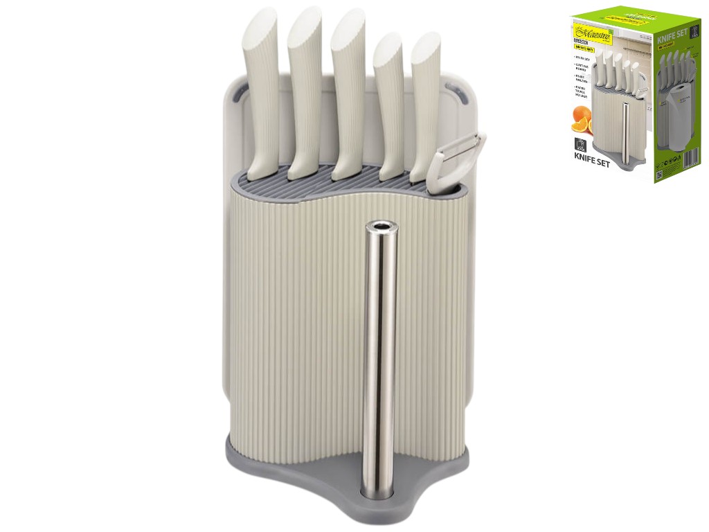 Набір ножів Maestro, овочечистка, підставка, тримач рушників, обробна дошка (ціна за 8 пред)