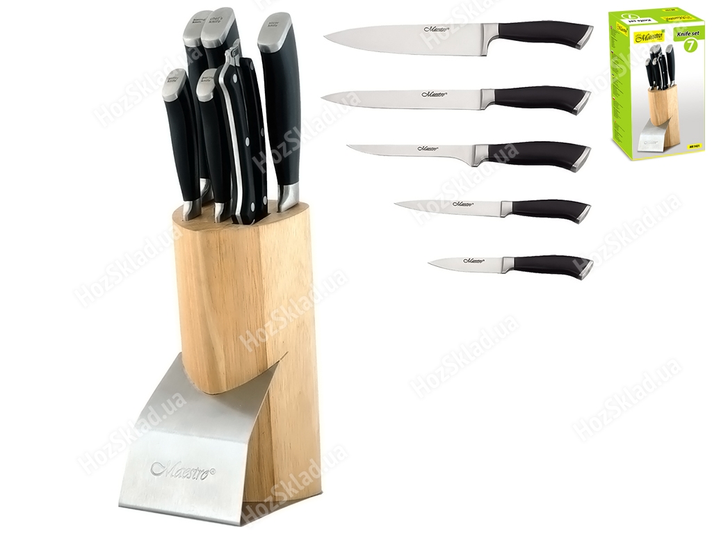 Набор ножей кухонных Maestro пластиковые ручки, лезвие нерж. сталь (цена за набор 7 предметов)