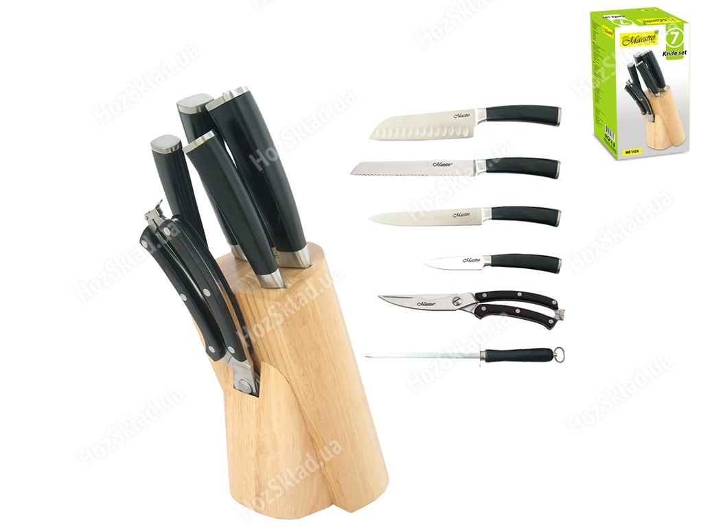 Набір ножів кухонних Maestro пластикові ручки, лезо нерж. сталь (ціна за набір 7 предметів)