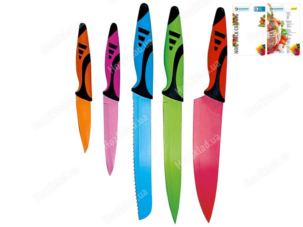 Набір ножів кухонних Maestro Rainbow titanium coating (ціна за набір 5 предметів) (1443)