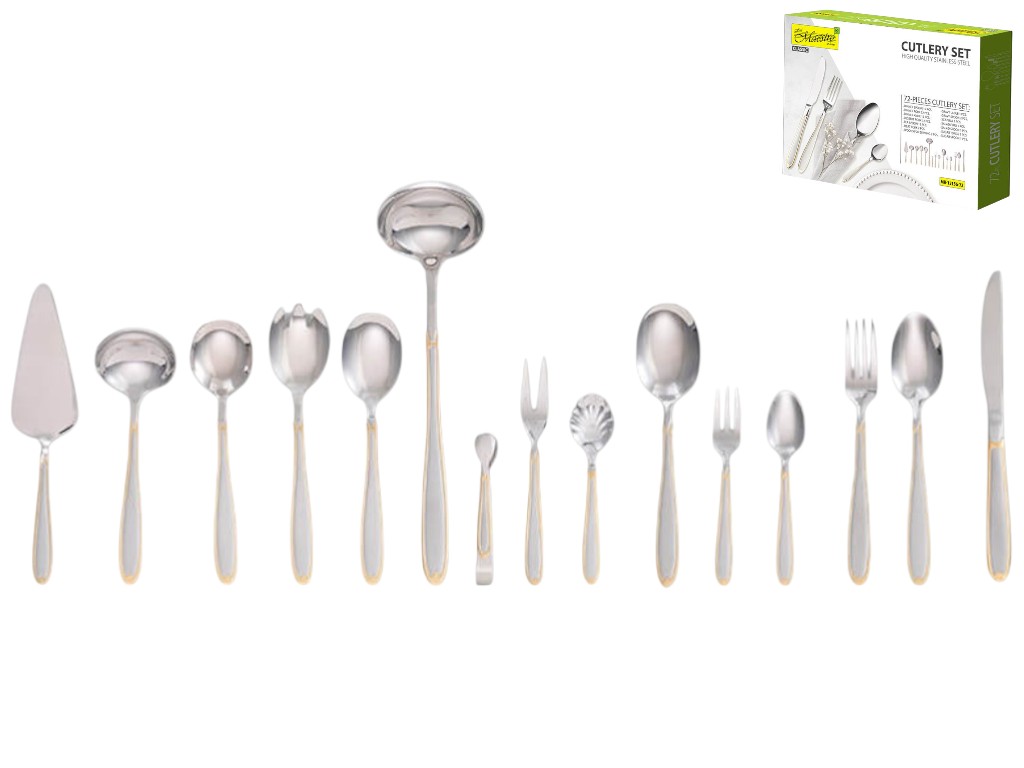 Набор столовый Maestro, нержавеющая сталь, цвет серебристо-золотой (цена за 72 предмета)