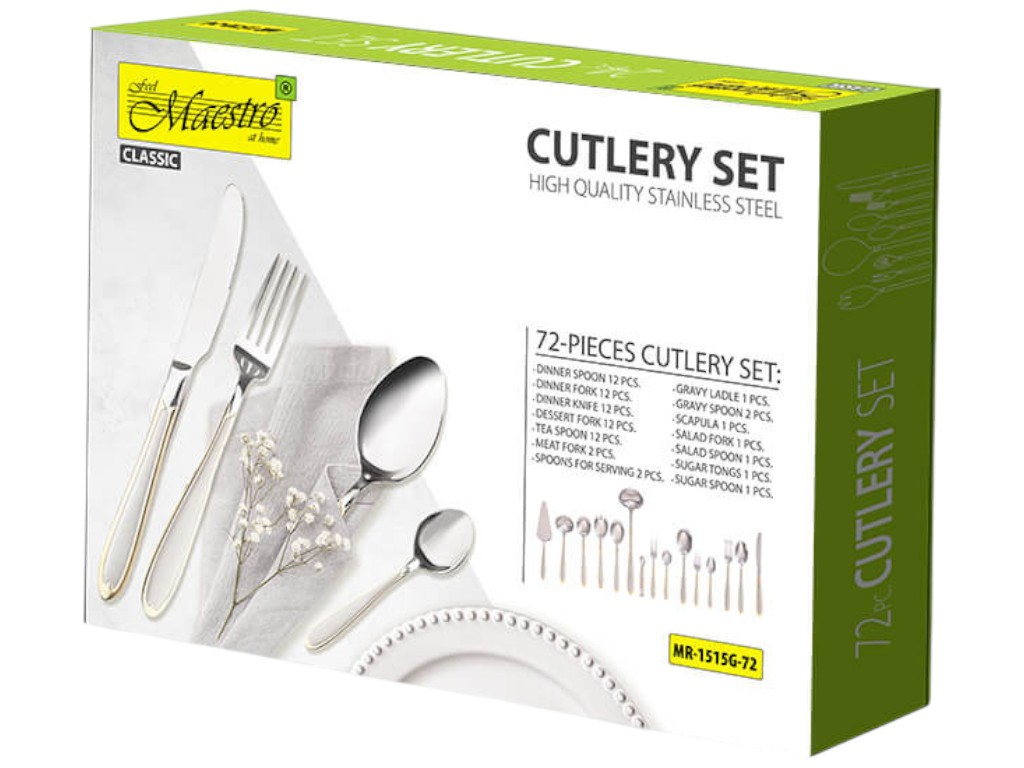 Набор столовый Maestro, нержавеющая сталь, цвет серебристо-золотой (цена за 72 предмета)