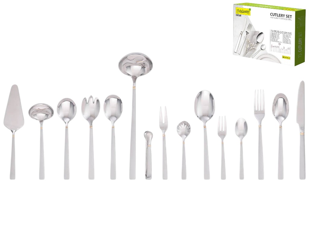 Набор столовый Maestro, нержавеющая сталь, цвет серебристо-золотой (цена за 72 предмета)