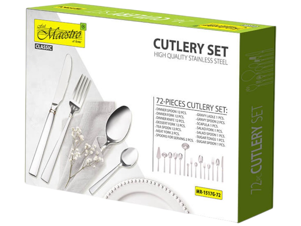 Набор столовый Maestro, нержавеющая сталь, цвет серебристо-золотой (цена за 72 предмета)