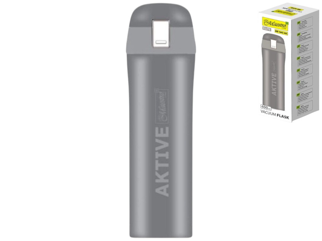 Термокухоль Maestro Active, нержавіюча сталь, 400мл, колір сірий