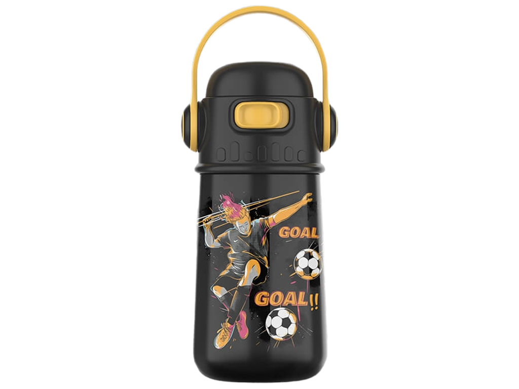 Термокружка детская Maestro Football, сталь нержавеющая, пластик, 400мл, 18х8см, цвет черный