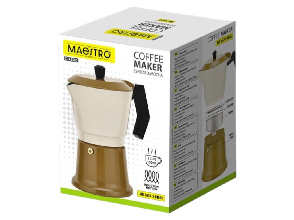 Кофеварка гейзерная Maestro Espresso Moka алюминиевая, 150мл (индукционное дно)