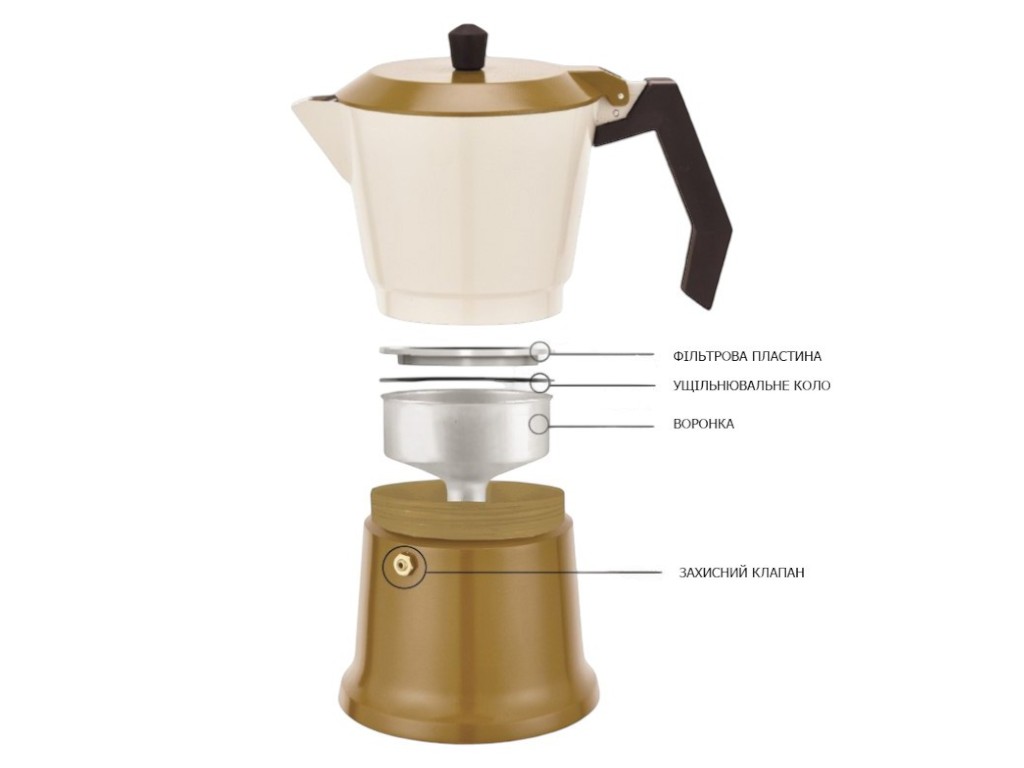 Кофеварка гейзерная Maestro Espresso Moka алюминиевая, 300 мл (индукционное дно)