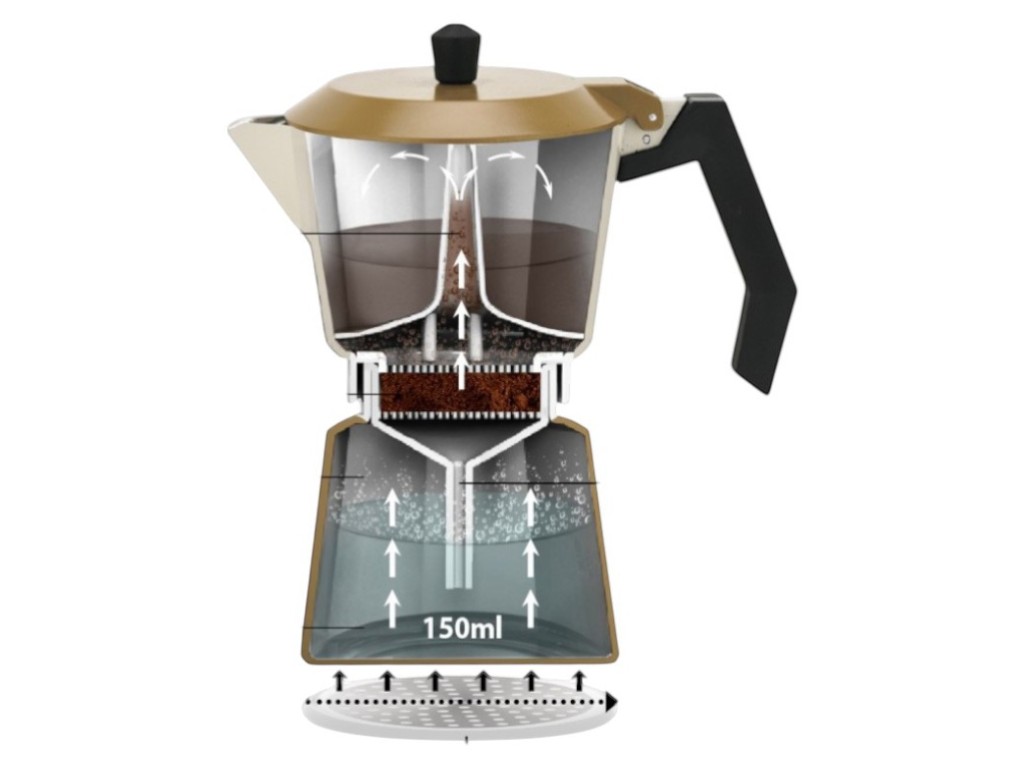 Кофеварка гейзерная Maestro Espresso Moka алюминиевая, 300 мл (индукционное дно)