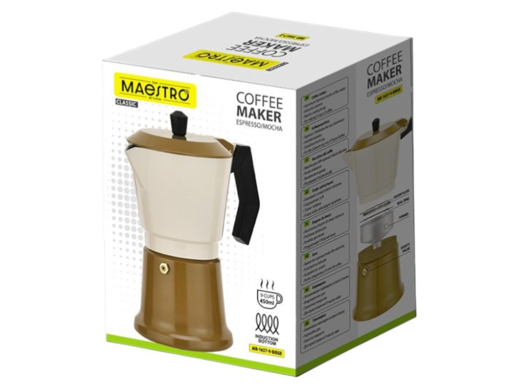 Кофеварка гейзерная Maestro Espresso Moka алюминиевая, 450мл (индукционное дно)