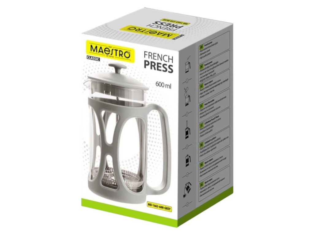 Заварник френч-пресс Maestro серый, 600мл