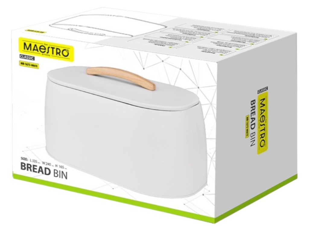 Хлебница Maestro белая, 33,5×24×16,5см