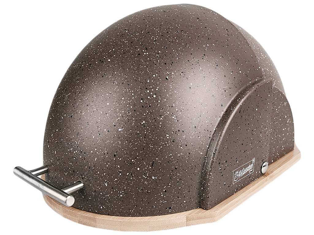 Хлебница Maestro Classic Granite коричневая, пластиковая с деревянной основой и стальной ручкой