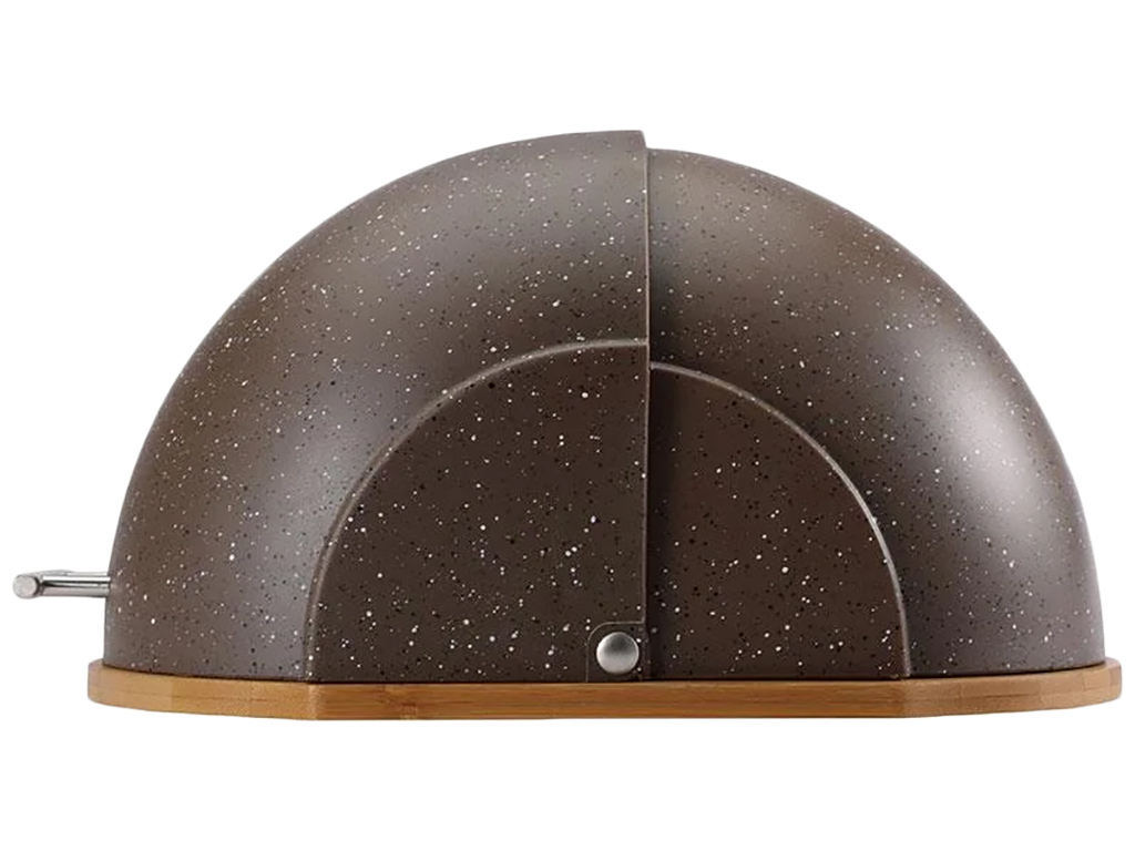 Хлебница Maestro Classic Granite коричневая, пластиковая с деревянной основой и стальной ручкой