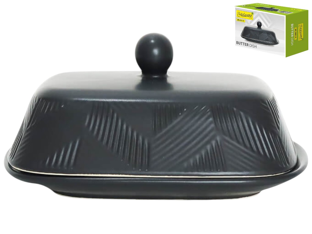 Масленка Maestro Geometry Black, керамика, 19х13х8см, цвет чёрный