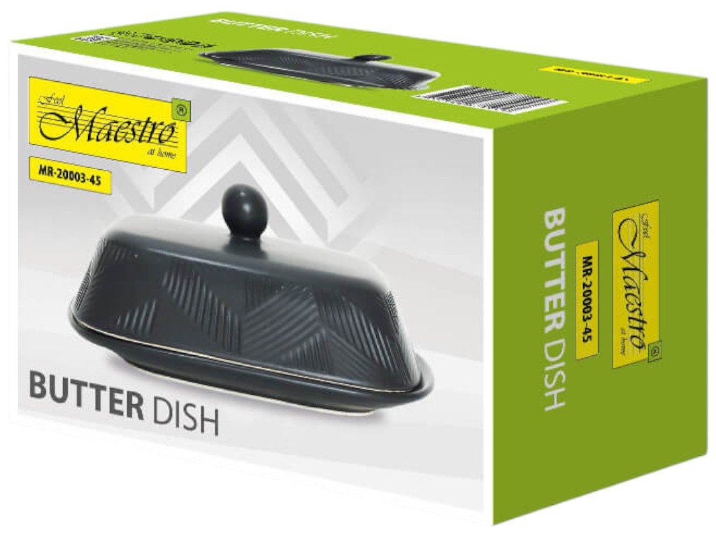 Масленка Maestro Geometry Black, керамика, 19х13х8см, цвет чёрный