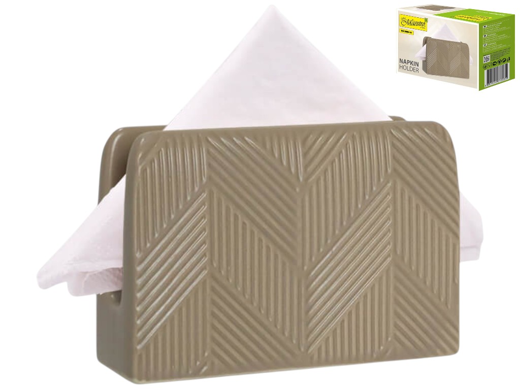 Серветниця Maestro Geometry Beige, кераміка, 12×8×4см, колір бежевий