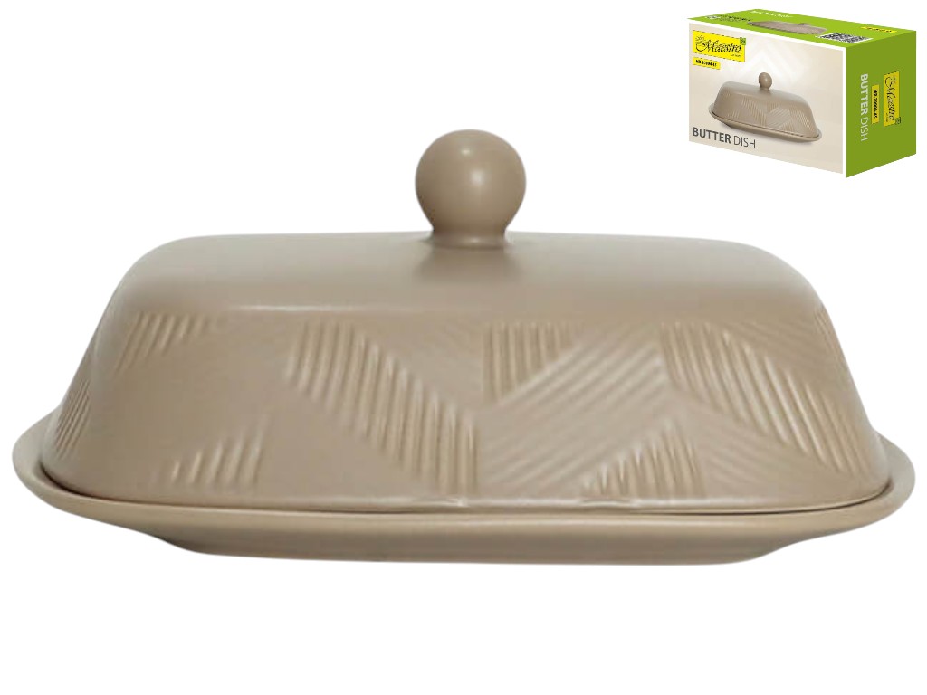 Масленка Maestro Geometry Beige, керамика, 19×13×8см, цвет бежевый