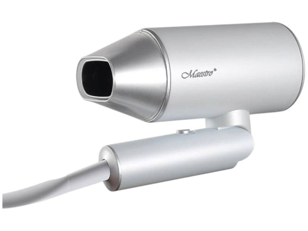 Фен Maestro, 2100Вт, 220–240 В, 50 Гц, DC двигатель, концентратор, 2 скорости, 24×17×7,5см