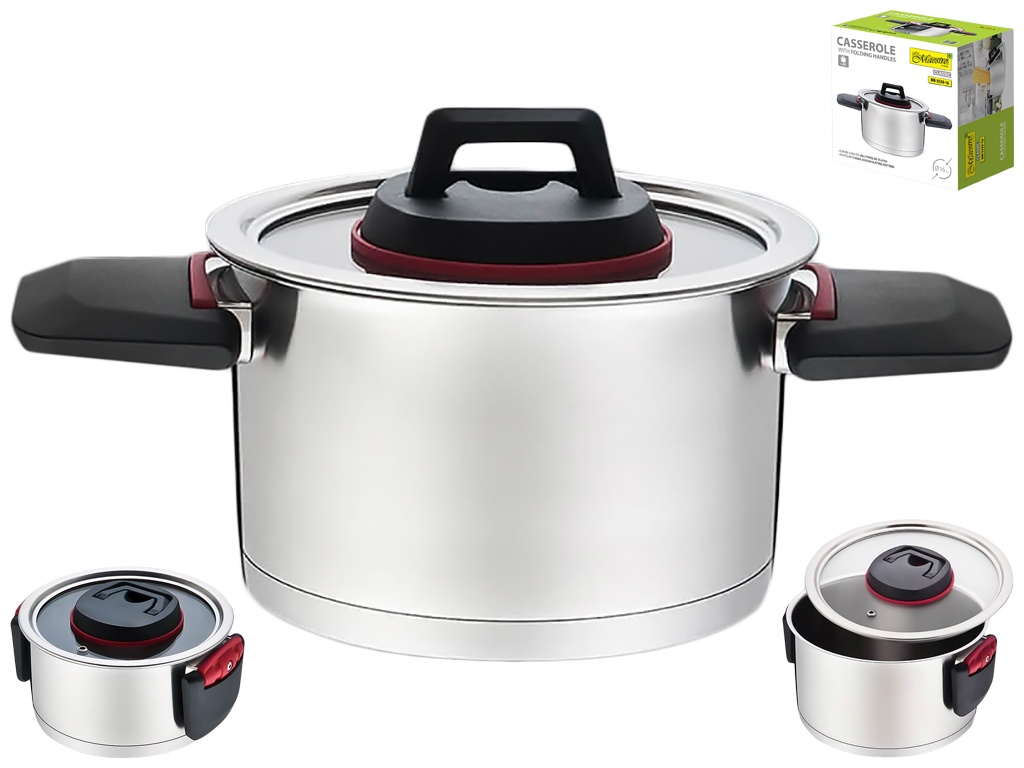 Кастрюля Maestro с крышкой, склад.ручки, 16см, 1,6л