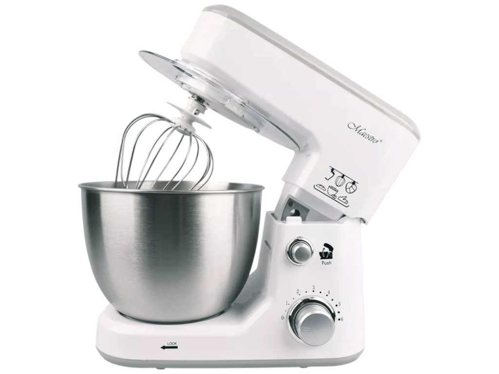 Міксер Maestro з нерж. знімною чашею, 3 насадки, кнопка блокування, планетарне обертання, 4л, 1000Вт