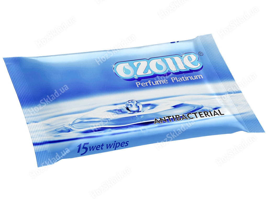 Вологі серветки OZONE З ароматом парфумів Platinum антібактеріальні 15 шт