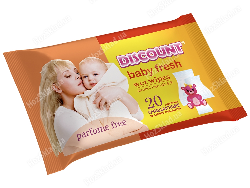Влажные салфетки детские Discount С экстрактом календулы и витамином Е 20 шт