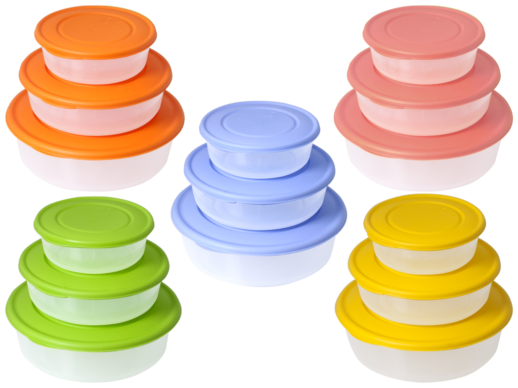 Набор контейнеров для пищевых продуктов "3 в 1" круглые (цвета ассорти) 167030