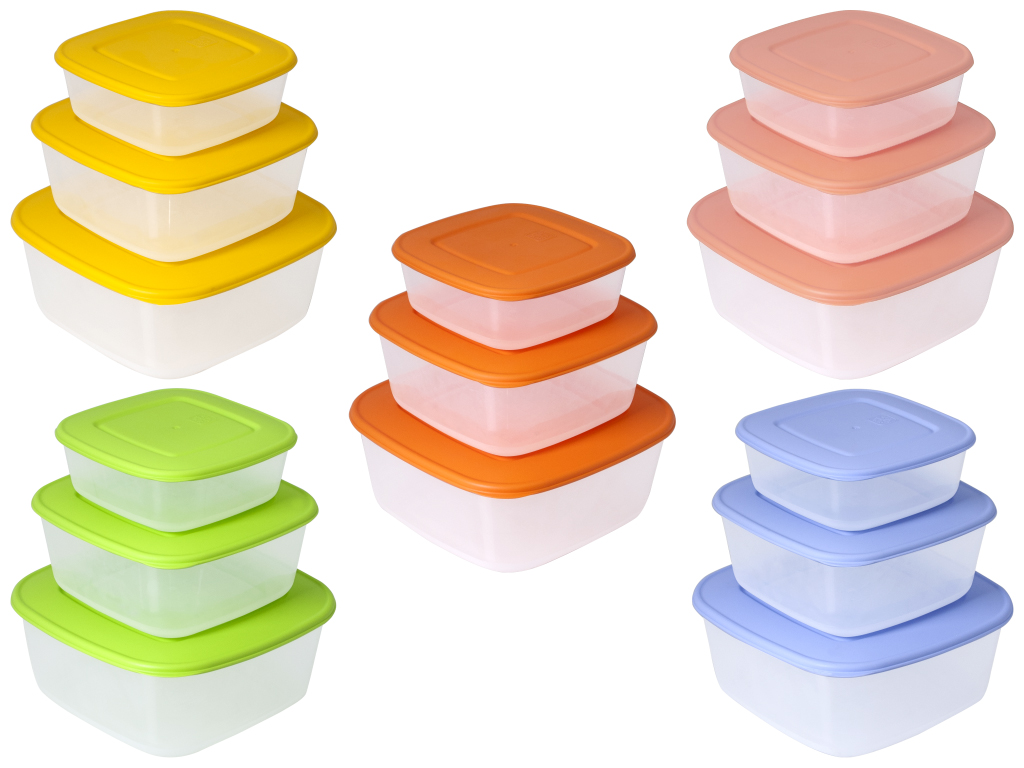 Набор контейнеров для пищевых продуктов "3в1" квадратные (цвета ассорти) 167010