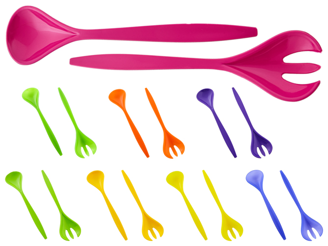 Ложка и вилка для салата 26х6,5х2см (цвета ассорти) (цена за набор 2 предмета) 167097