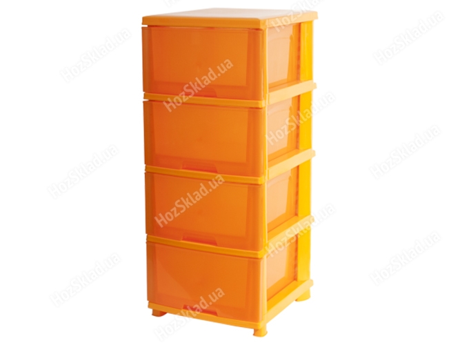 Комод на 4 ящика (оранжевый, оранжевый прозрачный) 124093