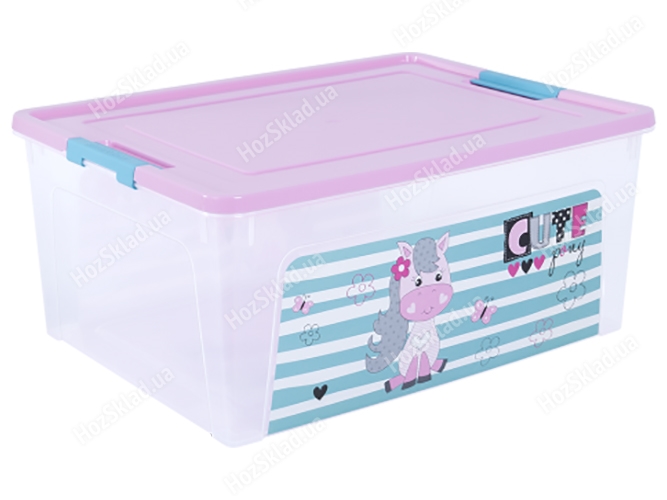Контейнер Smart Box прозрачный с декором Pet Shop 7,9л (крышка розовая с бирюзовым) 124046