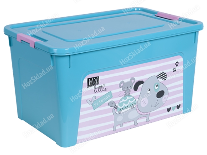 Контейнер Smart Box с декором Pet Shop 27л (бирюзовый, крышка с розовым) 124048/10110