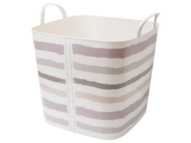 Корзина Практик с декором, 38х32х34см, 22л (декор полоски-розовый) 127038