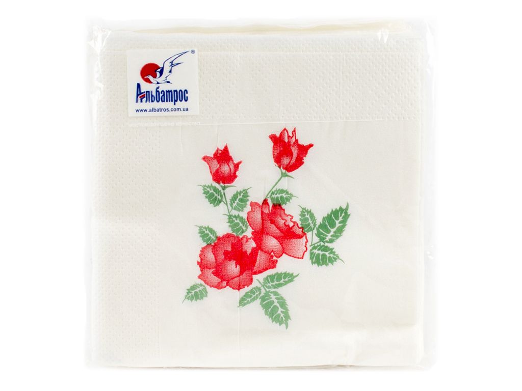 Салфетки "Альбатрос" двухслойные белые Джулия "Шиповник" 25x25см 25шт (200)