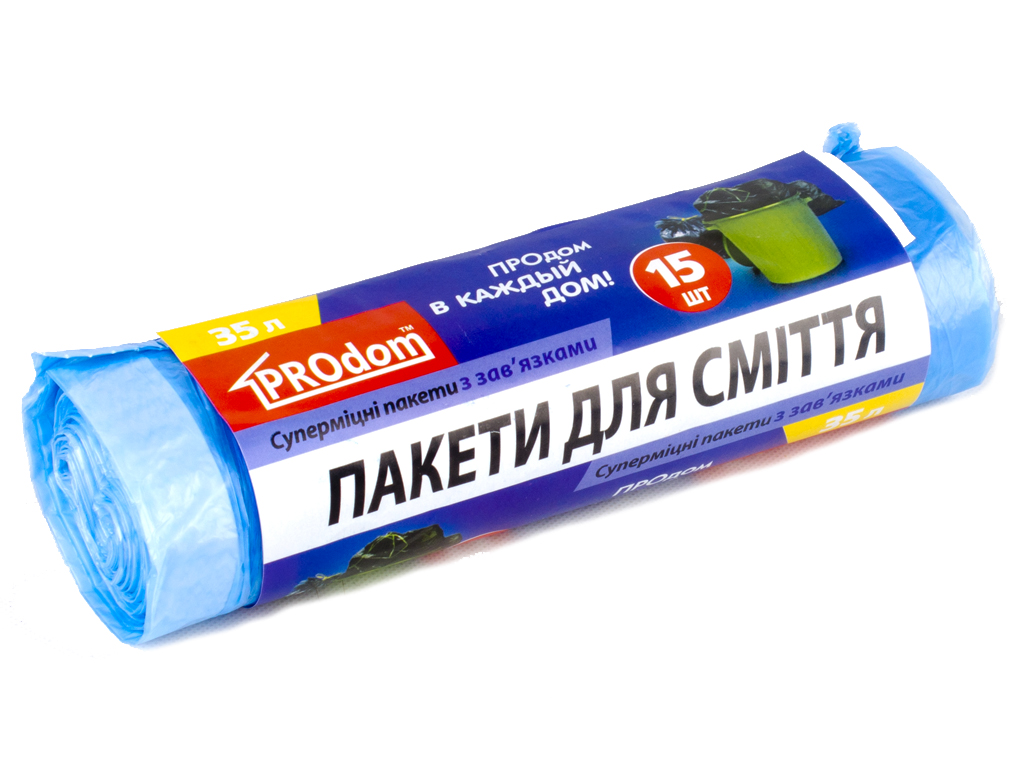 Мусорные пакеты 35л. с завязками "Prodom" 15шт 20388