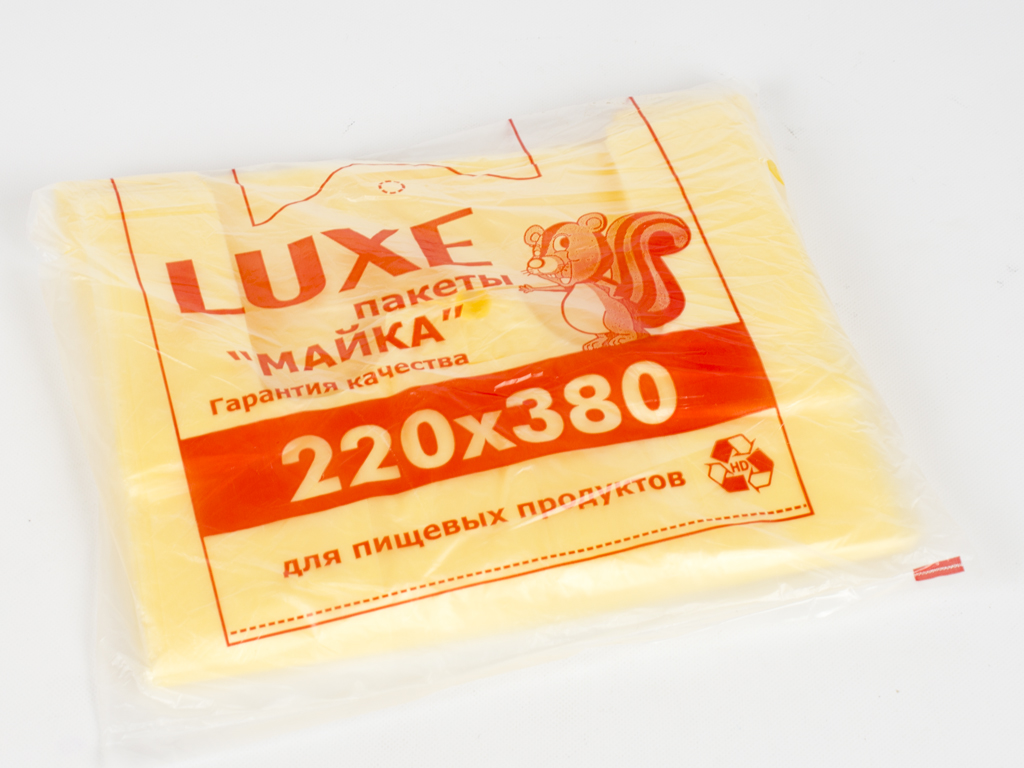 Кулек с ручками типа "майка" без рисунка "Luxe" плотные (60шт) 22x38