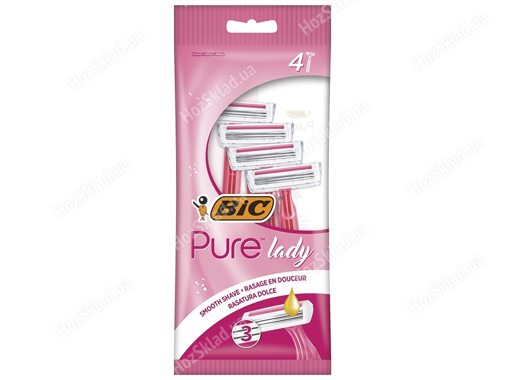 Станок одноразовый для бритья Bic Pure 3 lady 3 лезвия (цена за набор 4шт)