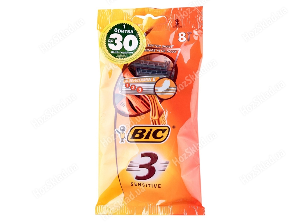 Станки для бритья Bic Sensitive 3 3 лезвия (цена за набор 8шт)