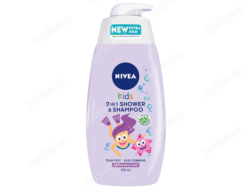 Гель для душу і шампунь дитячий Nivea Kids 2в1 Magic Apple для дівчаток 500мл